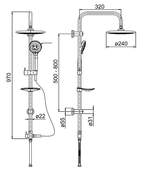 Душевая стойка Paini RS white 50CR191B0RS1P3