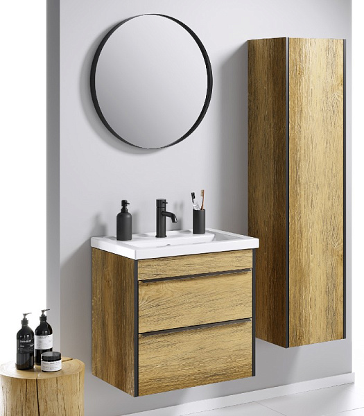 Шкаф-пенал подвесной угловой Aqwella "Fargo 35" дуб балтийский