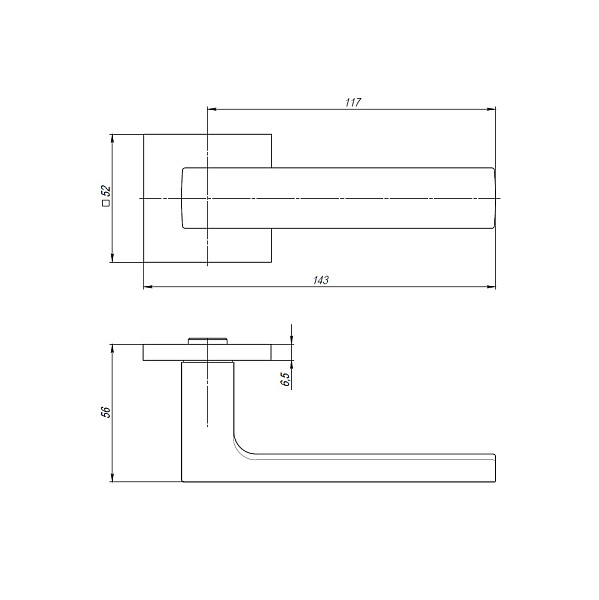 Дверная ручка на квадратной розетке Armadillo K.USS52.SKY (SKY USS) SN-3 матовый никель