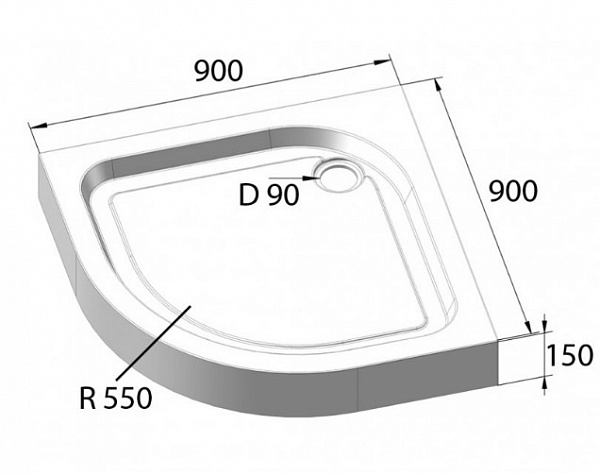 Душевой поддон 90x90 BelBagno TRAY-BB-R-90-550-15-W