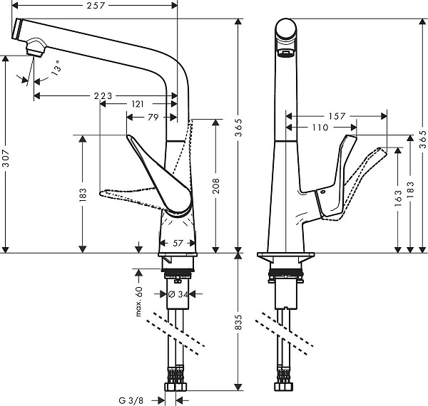 Смеситель для кухни Hansgrohe Metris Select 14883000