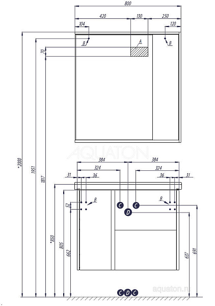 Зеркало-шкаф Aquaton "Стоун 80" сосна арлингтон