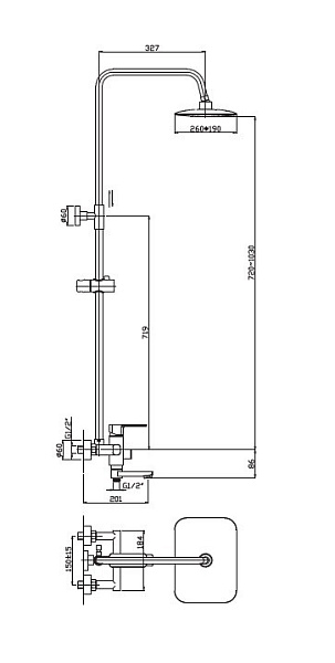 Душевая система со смесителем Haiba HB2402